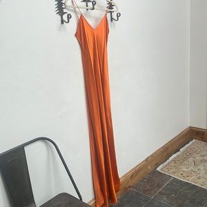 Orange copper silk, Nili Lotan sheath dress, XS
